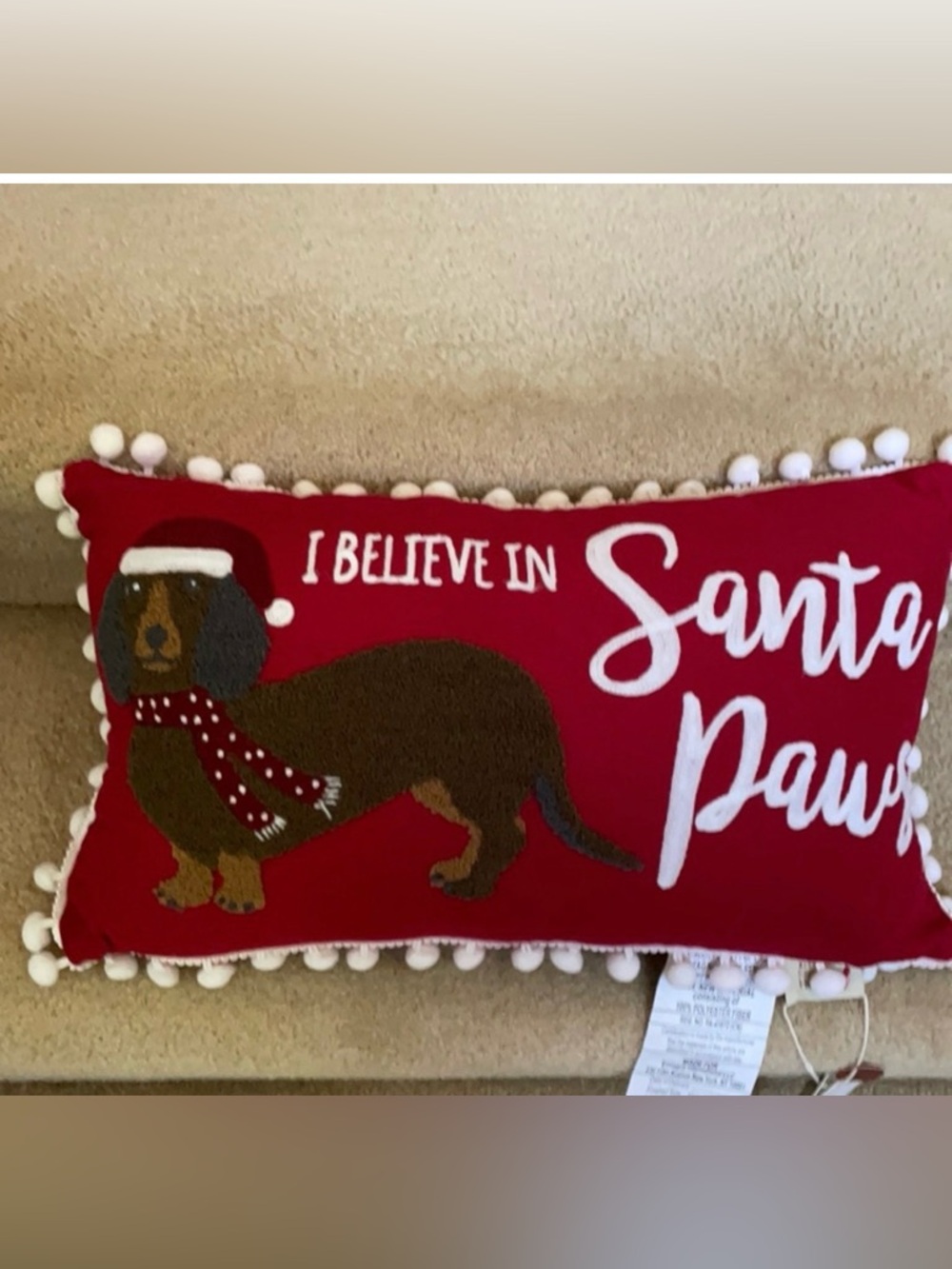 Holiday dachshund pillow